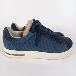 Birkenstock Womens Sneaker Size 6 W EU 37 Blue Suede Canvas Lace Up Bend Low Top